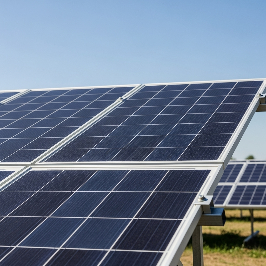 Lever de soleil sur panneaux solaires